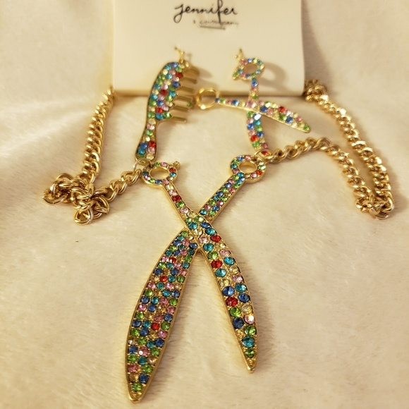 Jennifer k Company Jewelry - Multicolor Blinged Out Scissor and Brush Set.